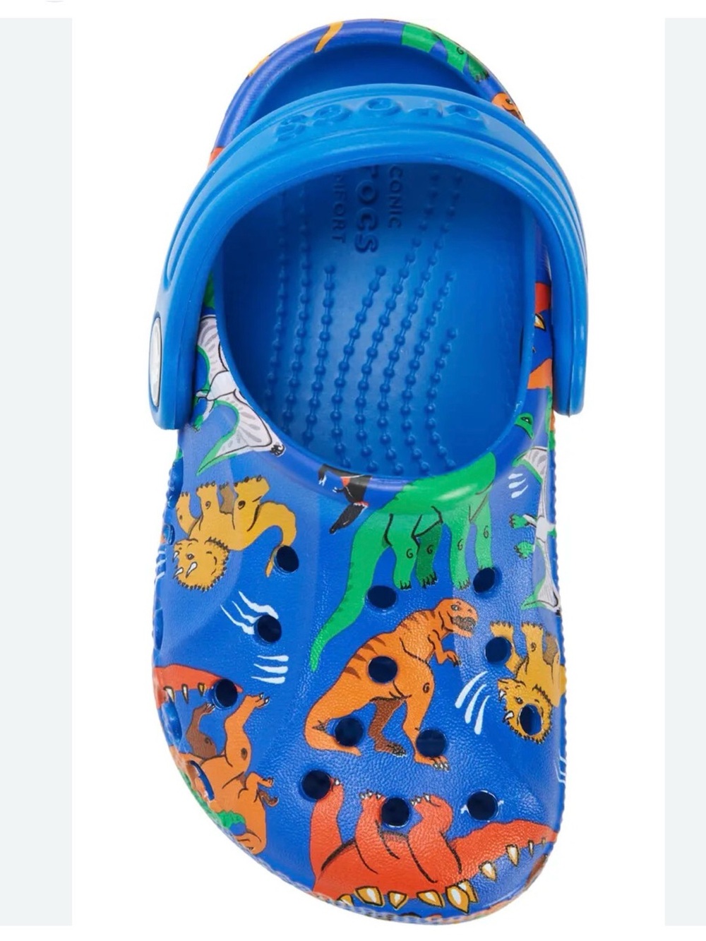 CROCS Kids Blue Dinosaur Print Clog with Heel Strap